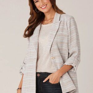 NWT Democracy Long Button Cuff Angled Welt Pocket Single Breasted Blazer